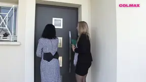 Two sexy colleagues get intimate in a steamy lesbian encounter