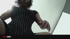 WANT TO SUCK THIS LOLLIPOP? HOT BRUNETTE SHOVING THE DILDO IN HER ASS