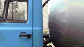 ORDER Pumping pedals in a GAZ car in black tights