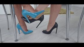 Crossed Legs Toe Tapping and Footsie close up