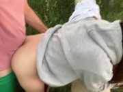 Fucking hard my best friend's hot girlfriend in forest while he setting up a tent