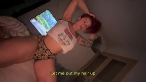 a ruiva goza enquanto engole minha carga completo
