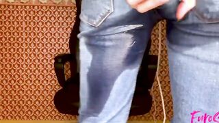 Euroslut Biggest Grool Soaking Jeans Wetting Orgasm