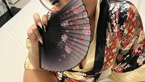 Hot blonde latina wife in kimono and guy tied to the bed
