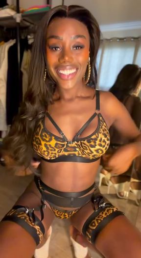 Sexy lingerie model in leopard print