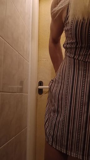 Obedient Slut Rides Wall-mounted Dildo on the Toilet