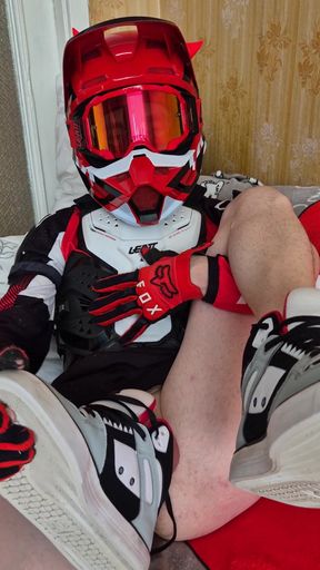 In Biker Gear, He Brought to Orgasm