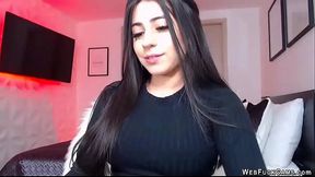 Busty brunette solo webcam show