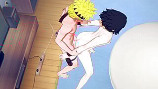 Naruto Yaoi - Sasuke fucked by Naruto with creampie in his ass