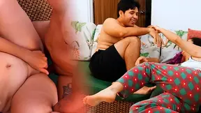 Desi stepmom and son end conversation with hot sofa sex