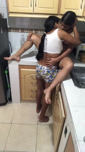 I Record My Hot Girlfriend In My Stepdads Kitchen