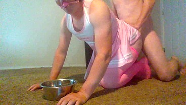 A STUPID WORTHLESS SISSY PISSED ON AND TREATED LIKE A BITCH DOG! AND SISSY IS FUCKED LIKE A SLAVE!