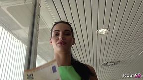 Skinny German Teen Megan Fucks in Public at Casting