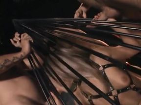 Big ass submissive slut DP fucked and bukkake covered in cum in wax play BDSM