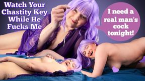 Watch Your Chastity Key While He Fucks Me - She wants to cuckold you in chastity! - Female Domination, Femdom POV, Small Penis Humiliation with Mistress Mystique Hoops - MP4