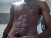 B.K. bathroom on break with my first sex toy (OnlyFans/NickSteeleDick)