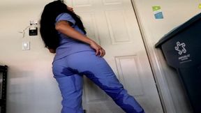 nurse sushii xhyvette totally pissing her uniform scrubs