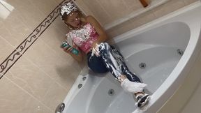 Shaving foam! Tight Top and Skinny Jeans!