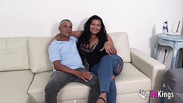 SUPER-HOT Latin MILF gets a hot fuck from a grandpa so we all see them