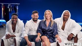 Two big black cocks for a truly sex-loving blonde naughty bonnie