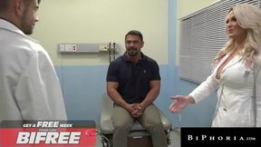 Intense Threesome Experience: Stunning Doctor and Hunky Intern Team Up for a Wild Encounter!