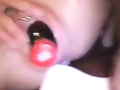 My large cunt filled with a big bottle