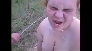 Hot Wife Gets Pissed &amp_ Spit On While Sucking Dick Swallowing A Mouth Full Of Cum