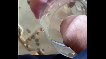 Public garden wank and piss in glass