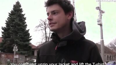 Cute young Czech dude picked up on the street for handjobs and fucking