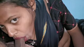 Cute brunette from India giving a sloppy POV blowjob