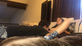 sucking and fucking bent over the edge of the bed