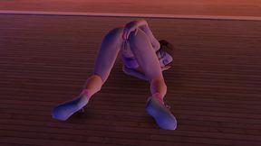 cute chick is playing with her ass