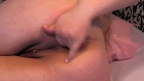 Two massive dildos in her tight ass and in her pussy