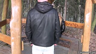 Gay first experience for bald man