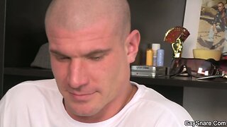 Gay first experience for bald man