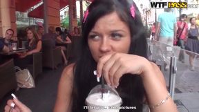 Cute chick deepthroated a stranger in the cafe