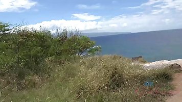 Melody Marks is giving a blowjob to her friend, in the nature and enjoying it