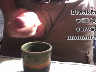 This babe drinks coffee with cum for breakfast
