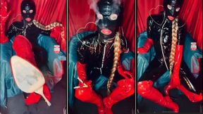 Chain smoking rubber queen chain smoke 2 Marlboro reds & POV human ashtray