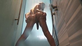 Steamy anal fuck in a shower with a stunning Blonde Latina tranny