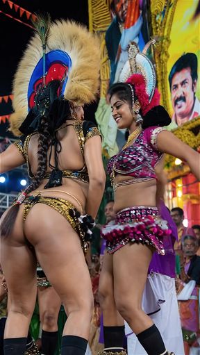Tamil babe shows off her ass in a dance with an upskirt view