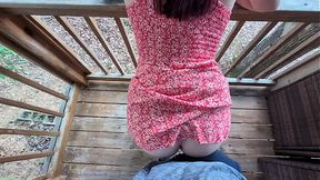 redhead slut grinds on cock outdoors