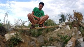 Middle Eastern Twink Outdoor - Cumshot on Hand