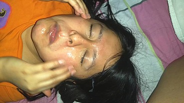 I rushed to my teen neighbor's house because she needs to eat cum and a face mask