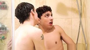 Gay stepbrother joins teen 18+ in the shower and fucks him