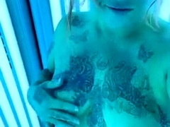 Freckled short pawn with white girl dreads has fun alone in