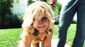 Aaralyn Barra Stuffs Her Mouth with Multiple Cocks in Wild Gangbang