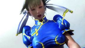 chun-li from street fighter on a yoga ball