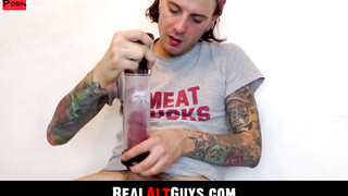 Ink-Stained Punk Guy's Solo Masturbation & Fucking His Favorite Sex Toy