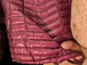 Cum on Girlfriend's Shiny Pink G.W. Down Jacket